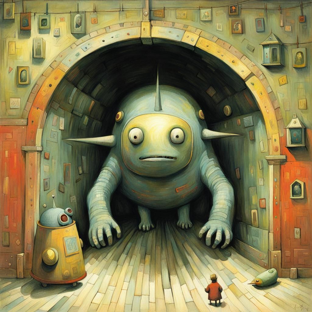 Imaginative Surreal Scene in Shaun Tan Style