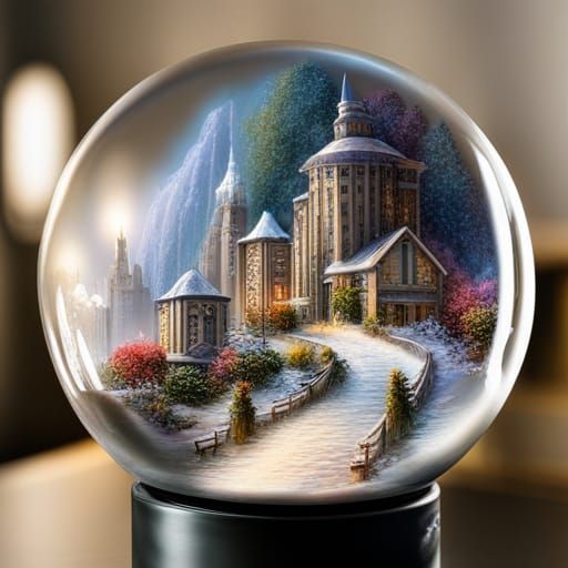 Angel, Unicorn, and Crystal City Snow Globe