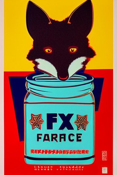 Fox Portrait in Pop Art Animation Style