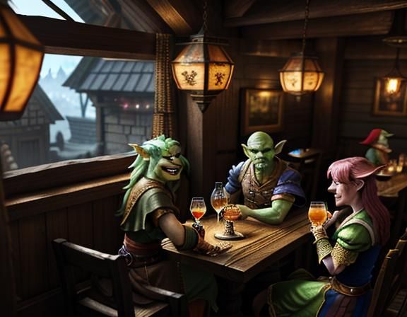 Goblin Cocktail Party: 3D Tavern Scene in 8K
