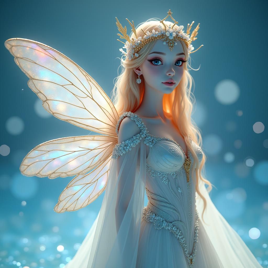 Ethereal Woman with Insect Wings in Digital Art Style