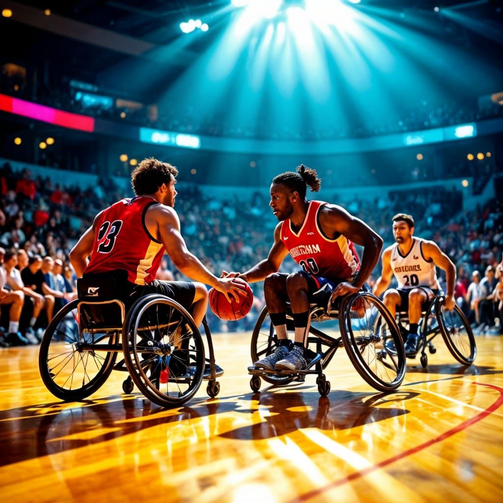 Wheelchair Basketball Match in Stadium