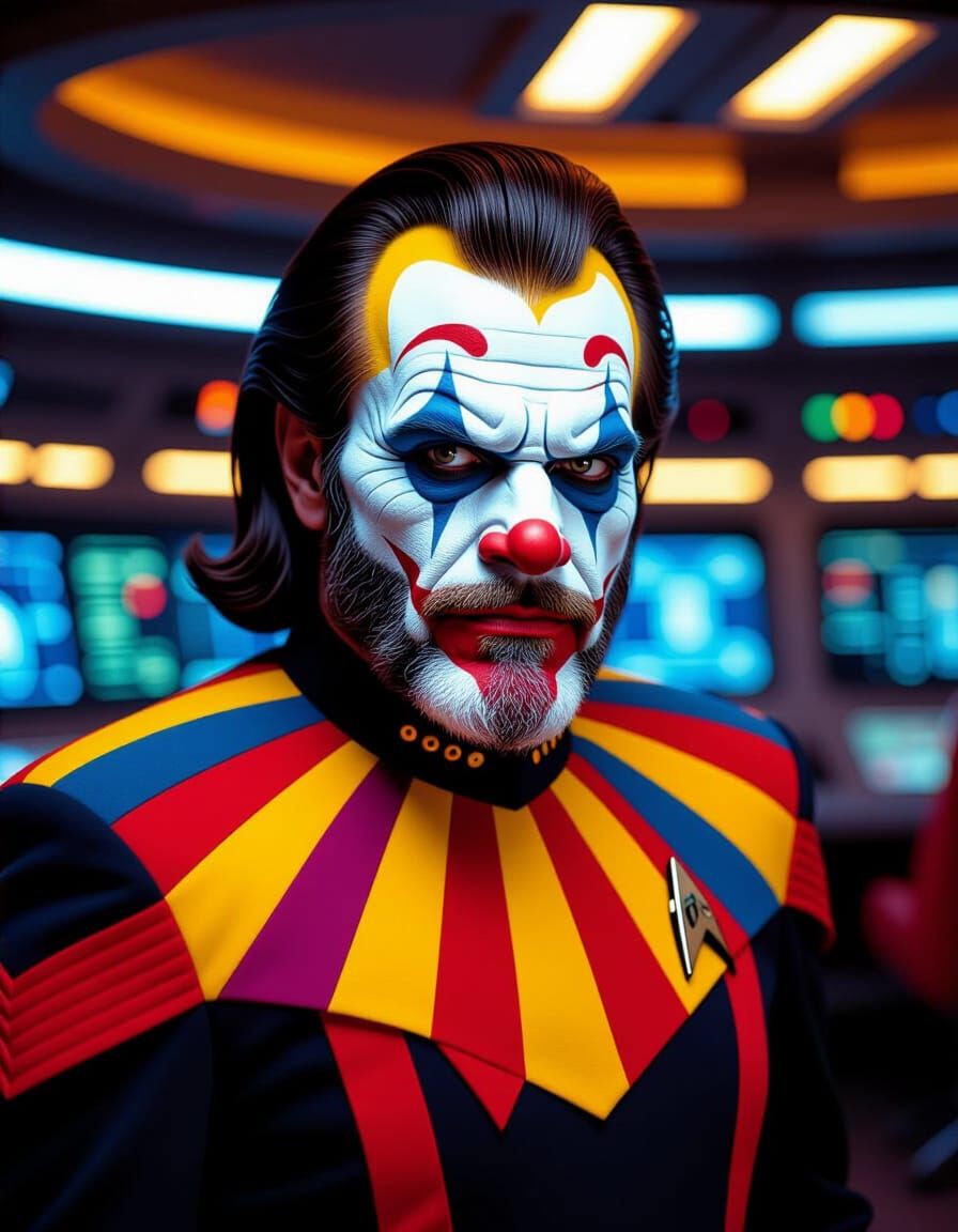 Commander Worf as a Clown on the Enterprise Bridge