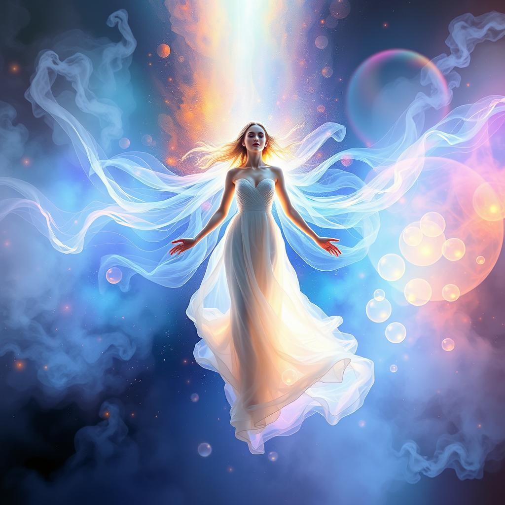 Ethereal Woman's Crystalline Transformation Portal, Mystic A...