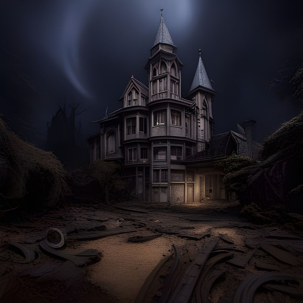 Creepy Gothic Haunted House in Dark Fantasy Style