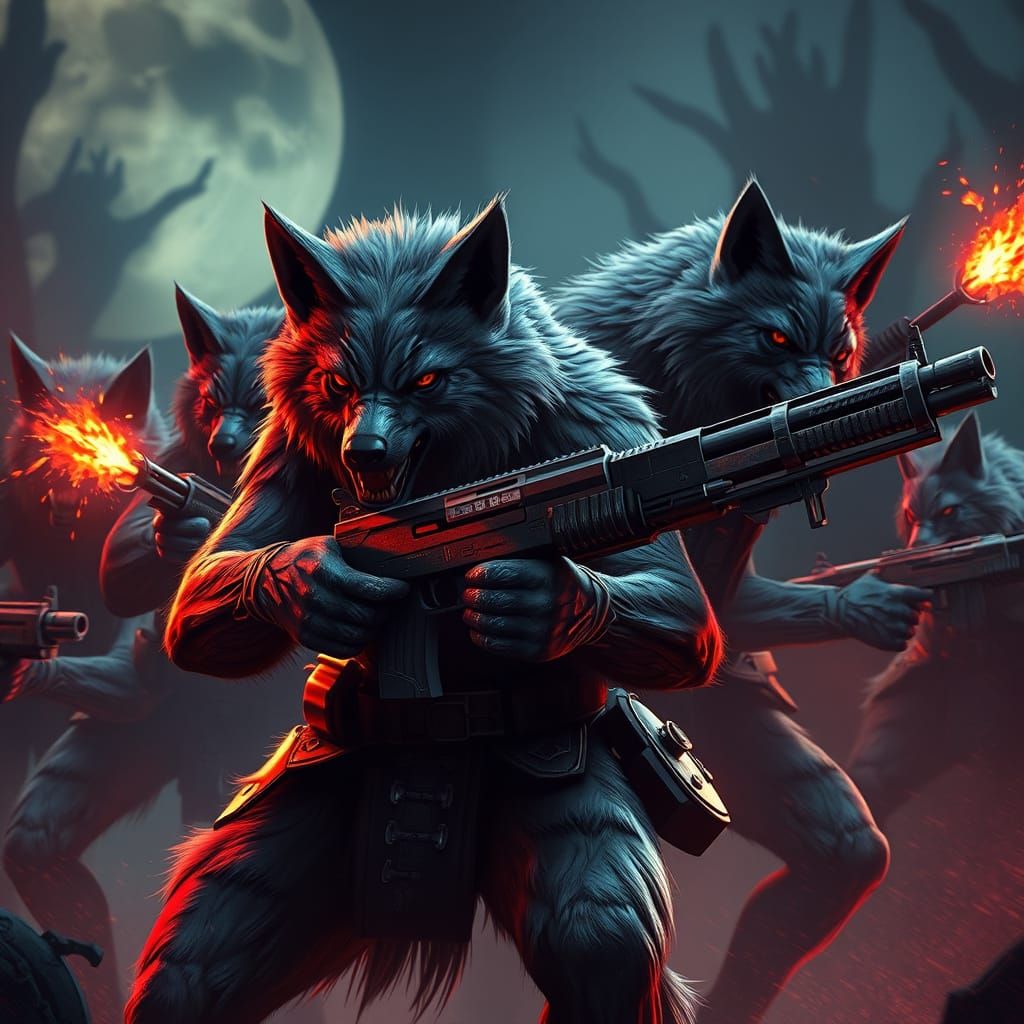 Fantastical Werewolf Army in Deep, Intricate Detail