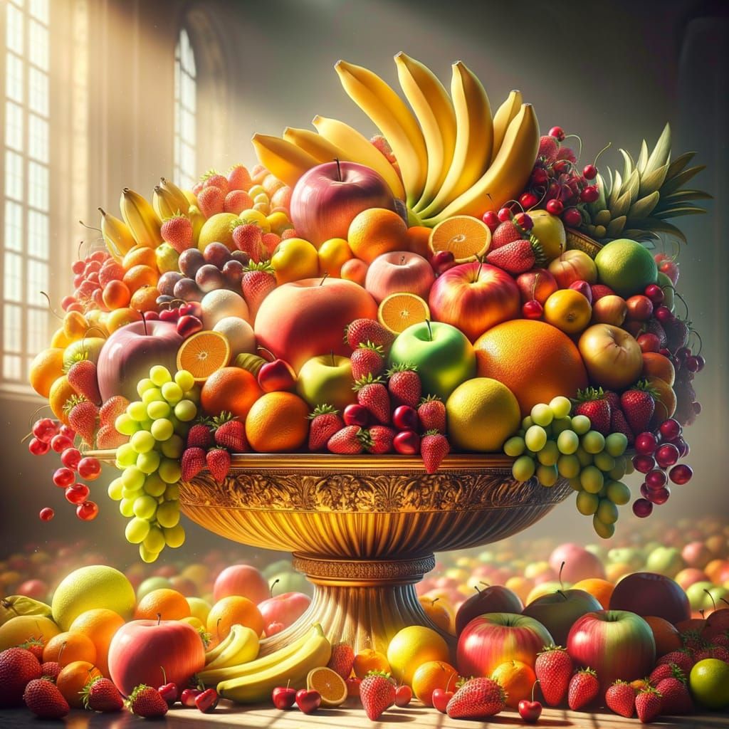 Vibrant Fruit Bowl Overflowing with Natural Sweetness