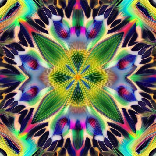 Rainbow Butterfly with Fractal Elements on White