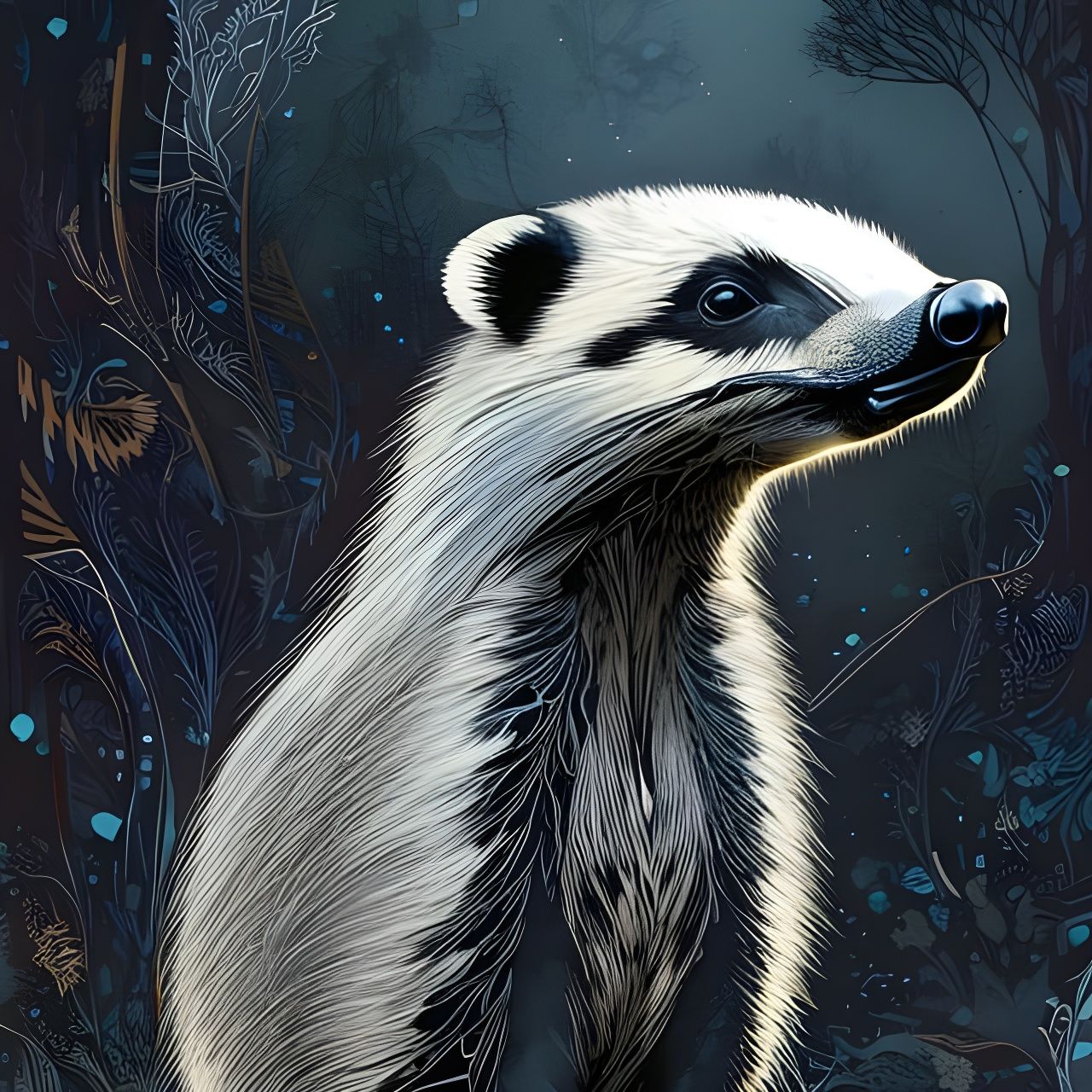 Detailed Portrait of a Baby Badger