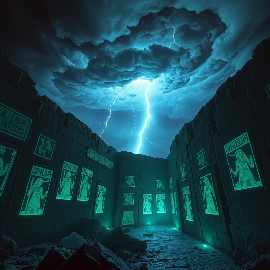 Apocalyptic Storm Unleashed by Ancient Egyptian Hieroglyphs