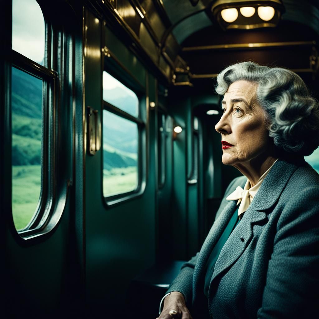 Girl on Train with Mystery Writer: Cinematic Still