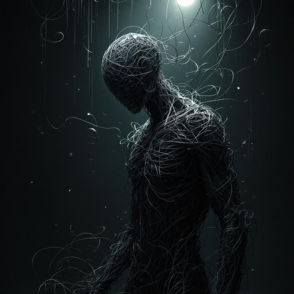 Haunting Wire Sculpture in Matte Painting Style