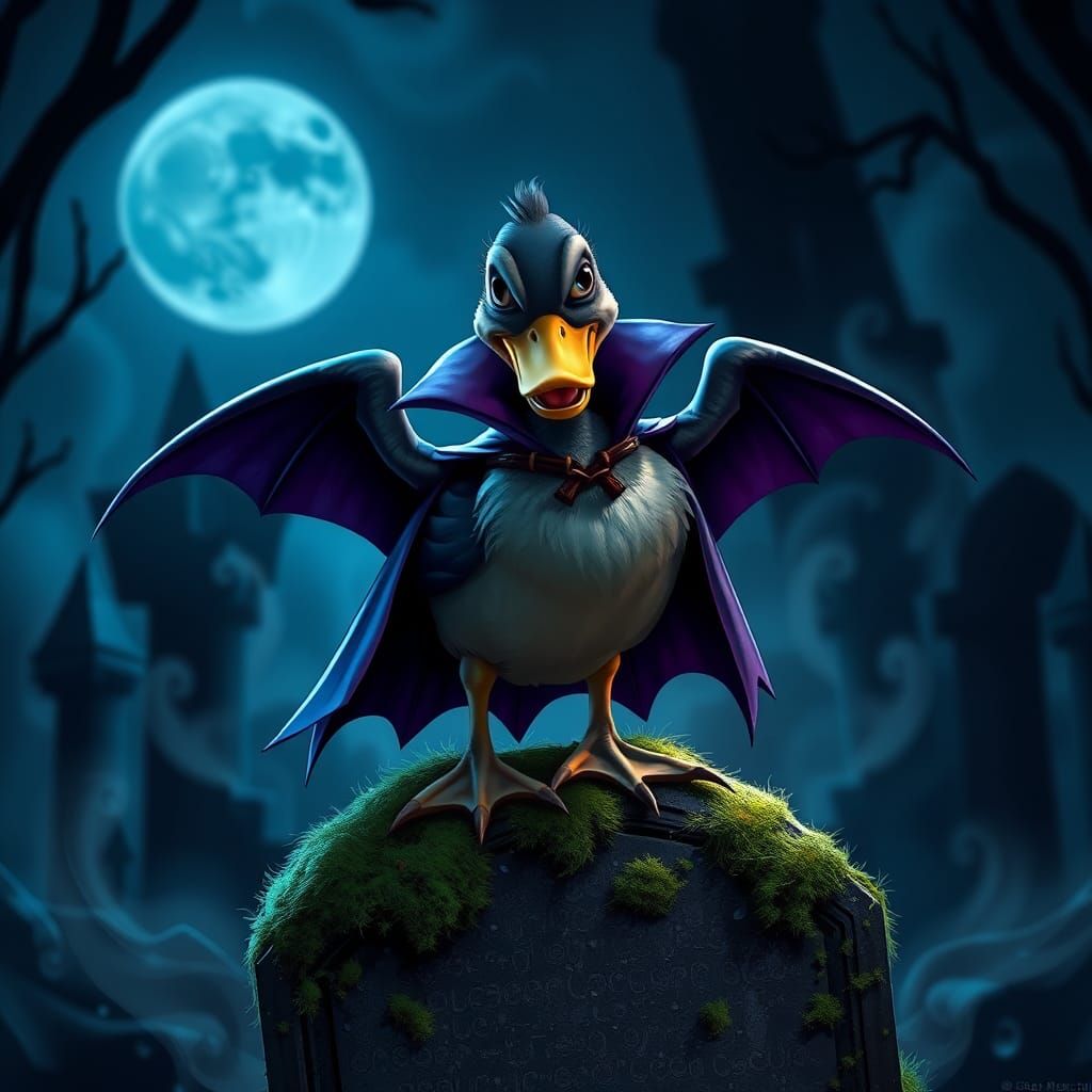 Vampire Duck in Gothic Digital Illustration