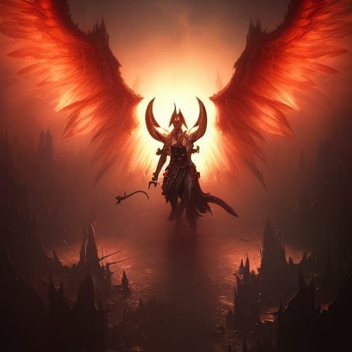 Angelic Battle in Hell: Dark Fantasy Concept Art