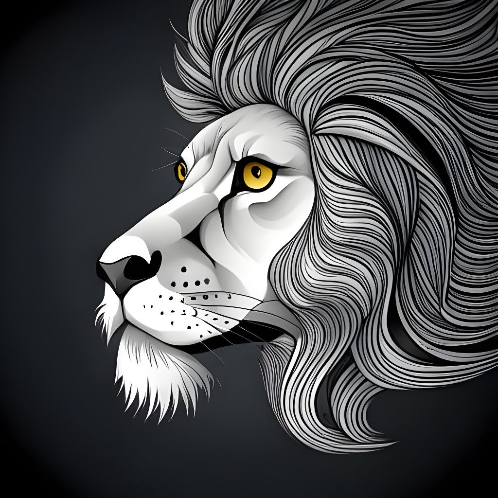 Abstract Zentangle Lion in Black and White