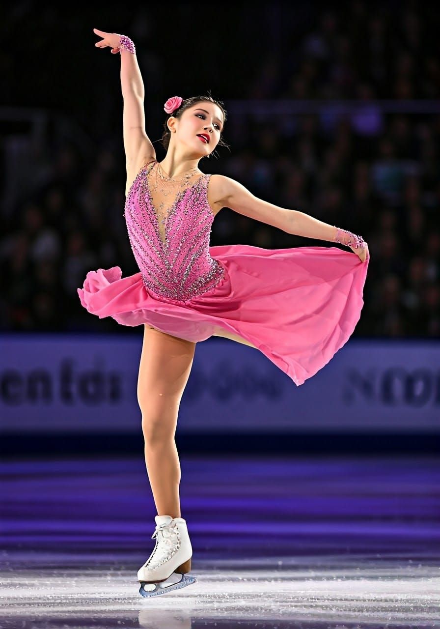 Figure Skater Mid-Air Jump in Sports Photography Style