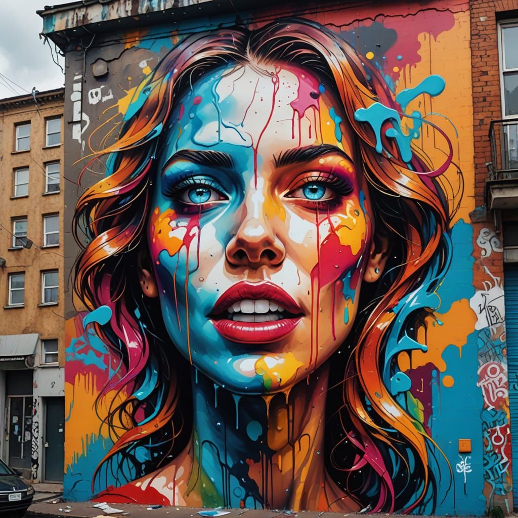 Gigantic Face Erupts from Building in Surreal Urban Art