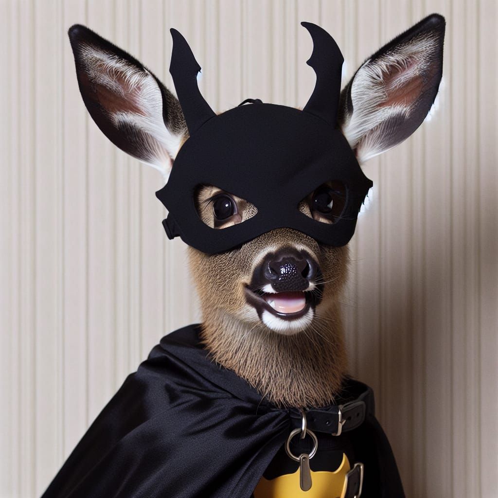 Deer in Bat Costume Ready for Adventure
