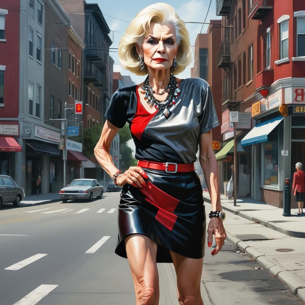 Dynamic Portrait of Elderly Transvestite in Artstation Style