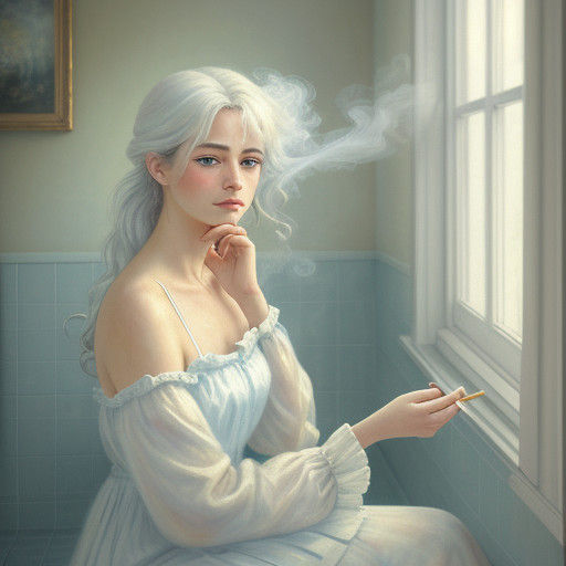 Ethereal Woman in a Dreamy Bathroom Scene