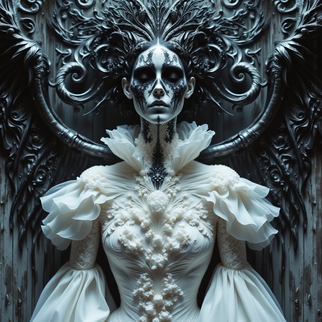 The Mirrorborne Queen in Haunting, Avant-Garde Elegance