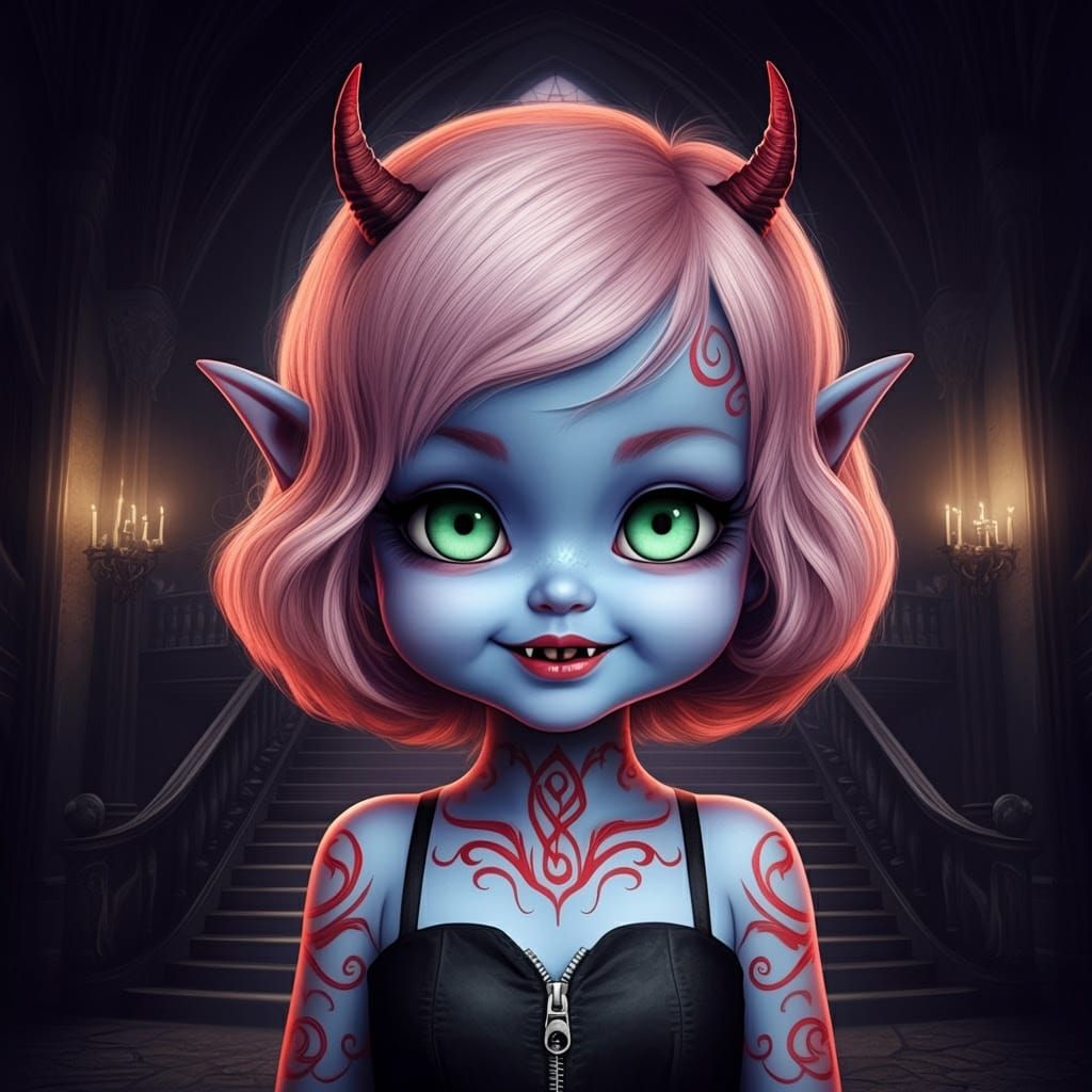 Mystical Baby Demon in Gothic Splendor