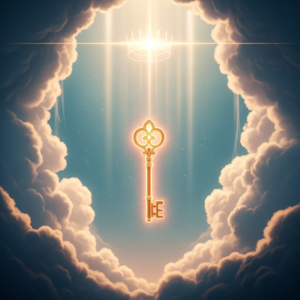 Ethereal Golden Key Reveals Heavenly Realm