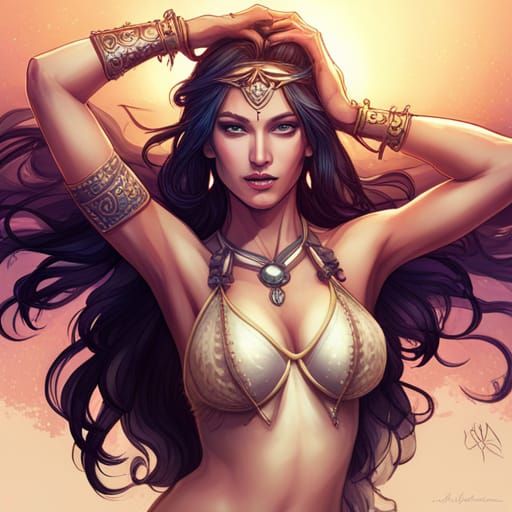 Asian Goddess Belly Dancer Portrait in Unreal Engine