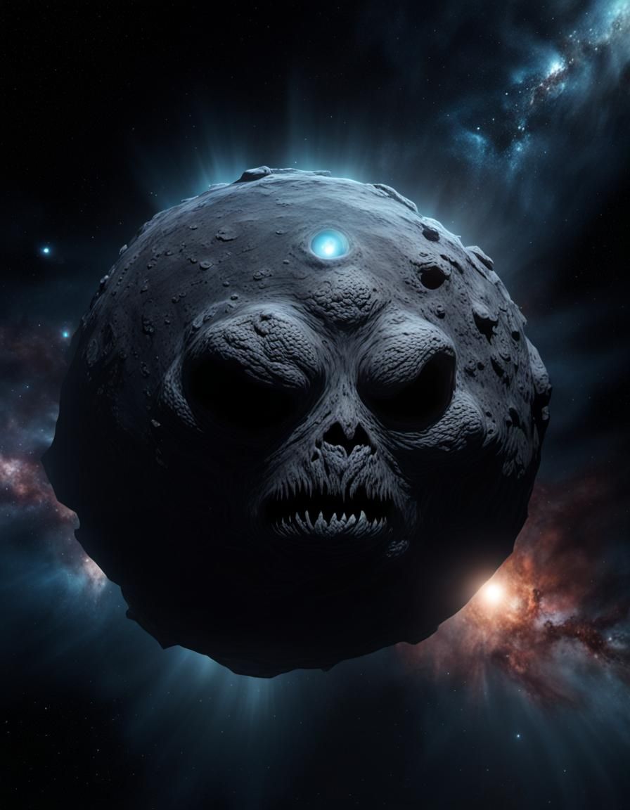 Monstrous Face Drifting Through Dark Space