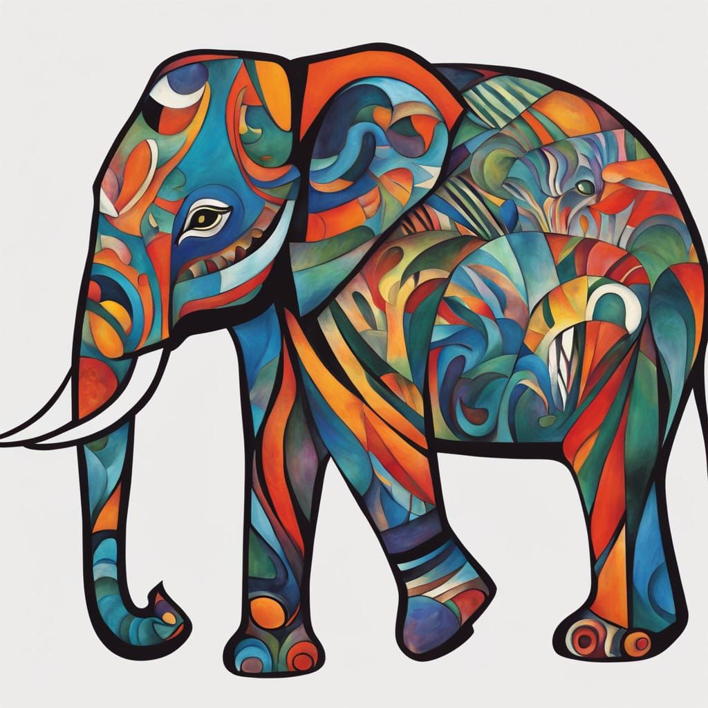 Vibrant Elephant Portrait in Expressionist Style