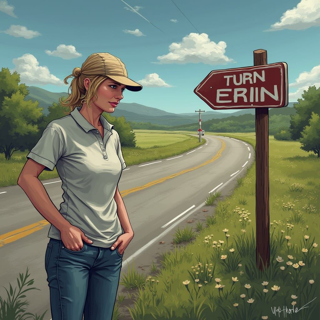 Abstract AI Art: Turn Right Erin