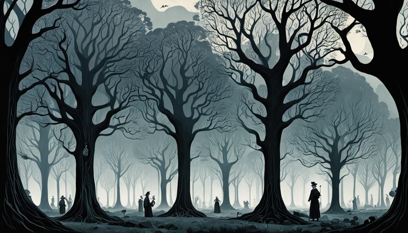 Humanoid Oak Trees in Dark Fantasy Art