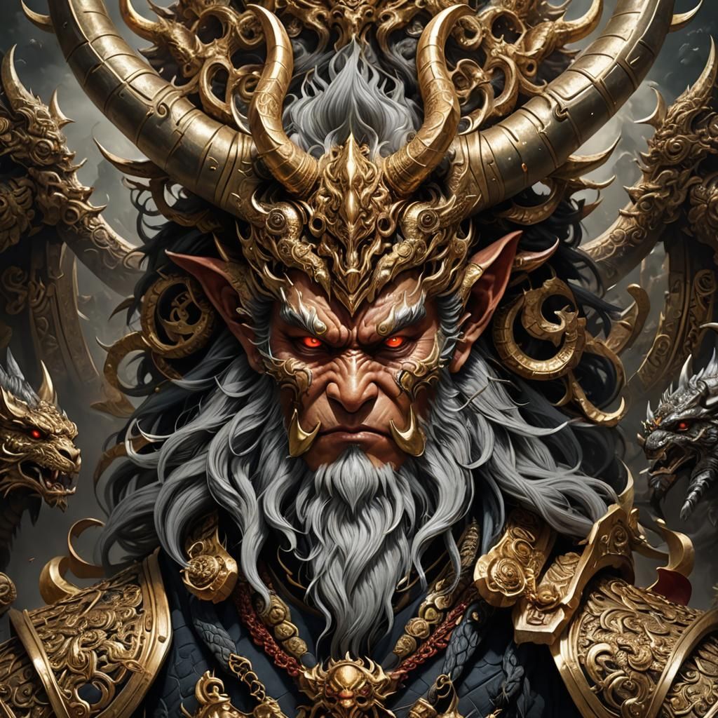 God Emperor with Demonic Creatures: Anime Style