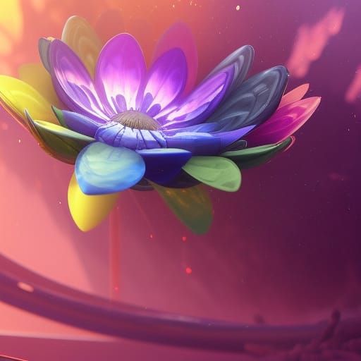 Rainbow Flower: Detailed Matte Painting in Deep Color