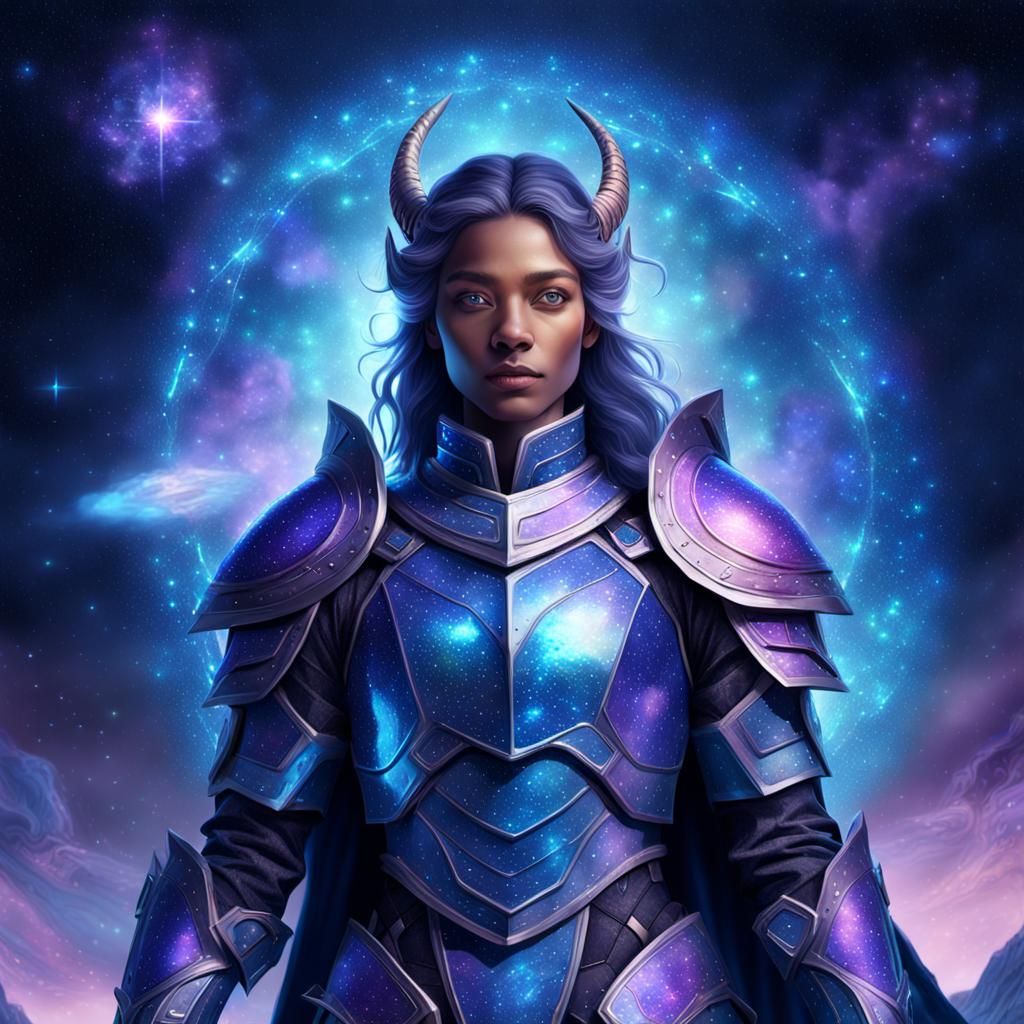 Sapphire Dragonborn Paladin in Astral Plane