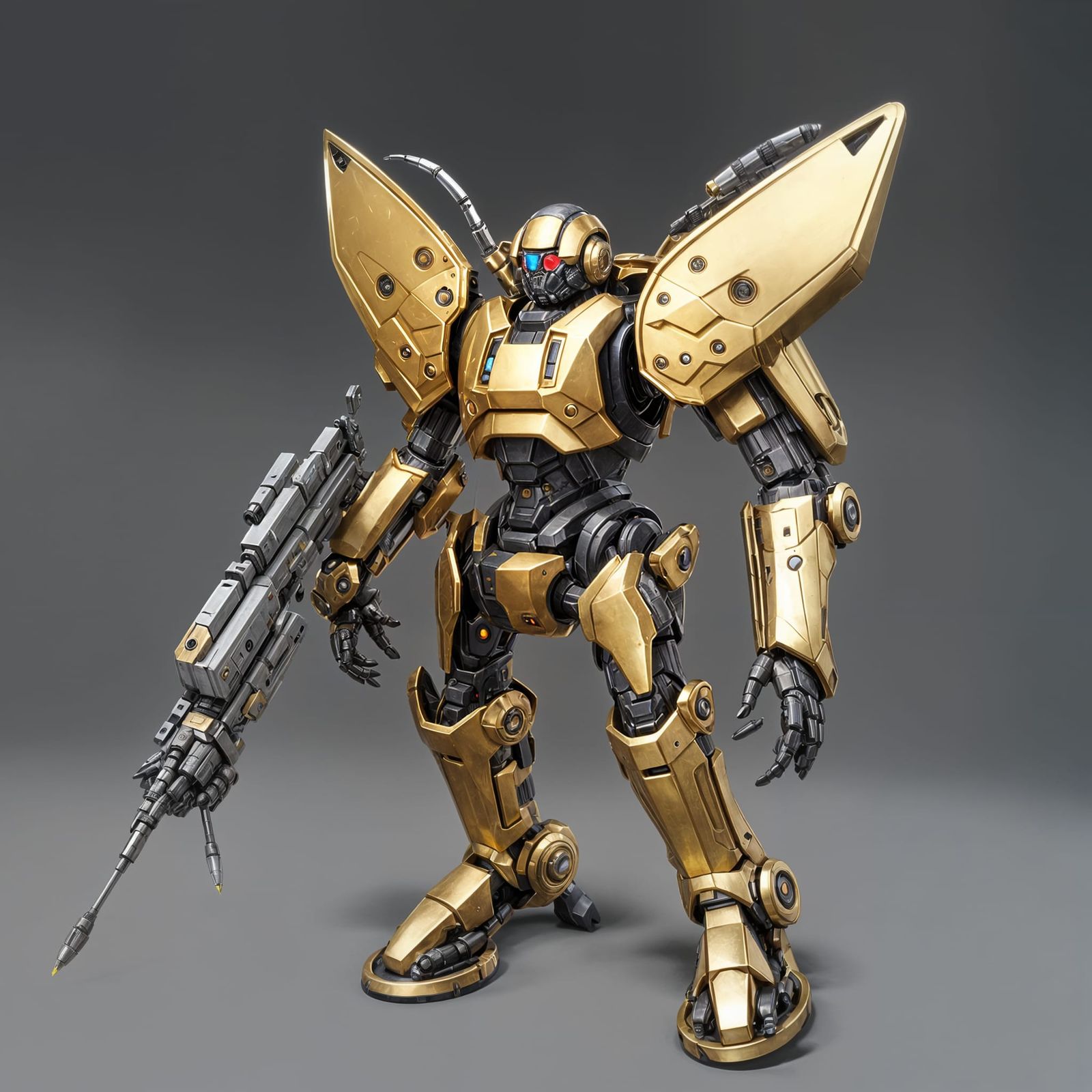 Cybernetic Warrior in Golden Armor