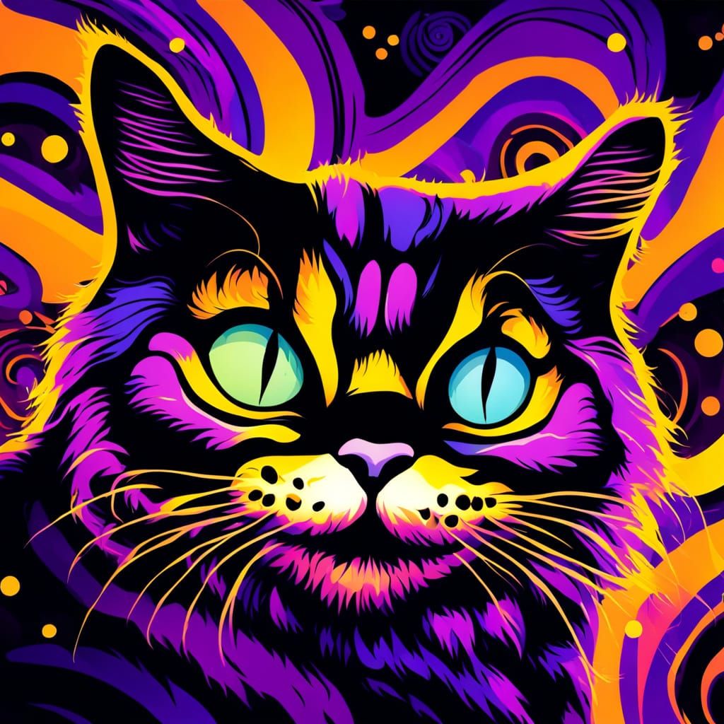 Psychedelic Cheshire Cat Black Light Poster
