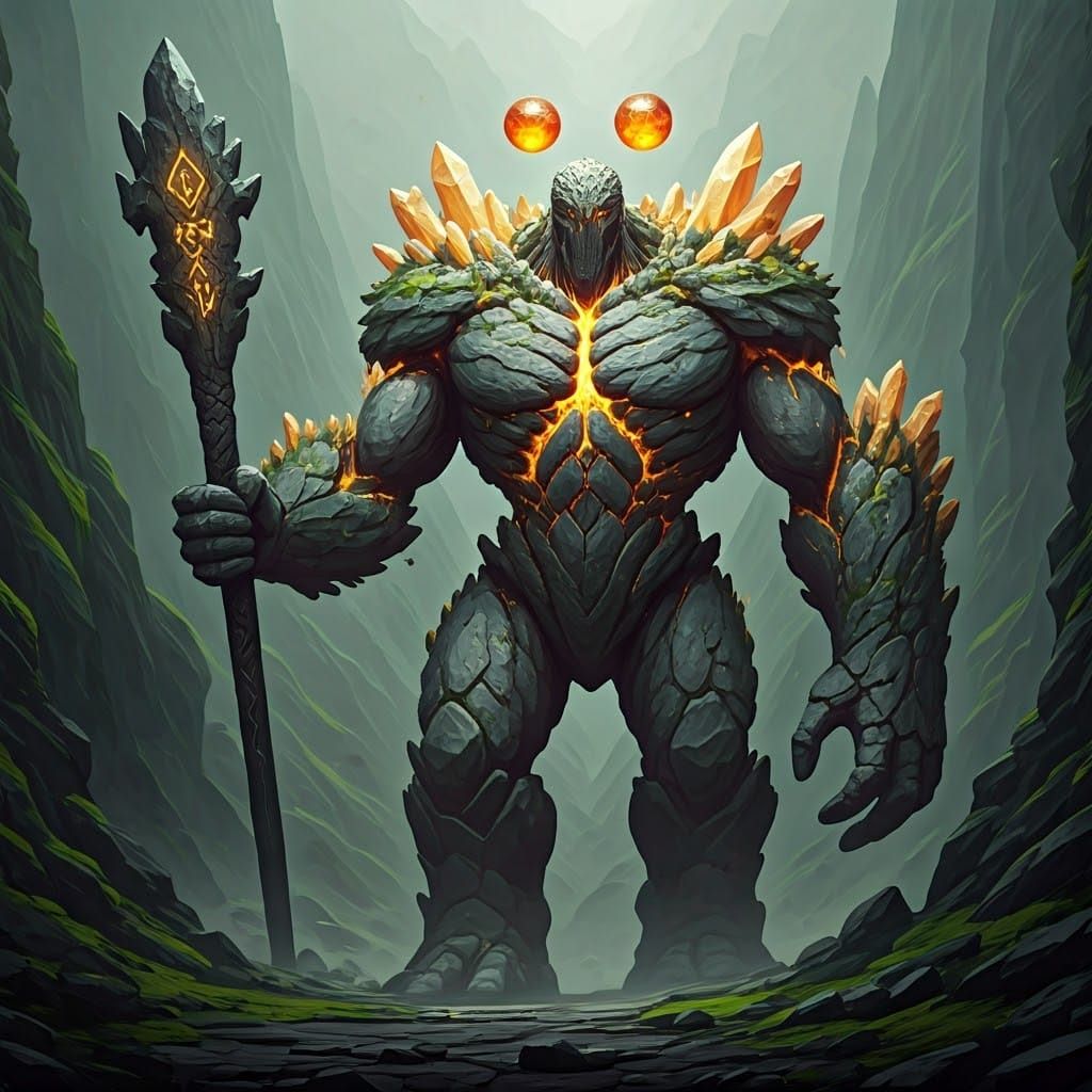 Semi-Humanoid Stone Beast with Ancient Power