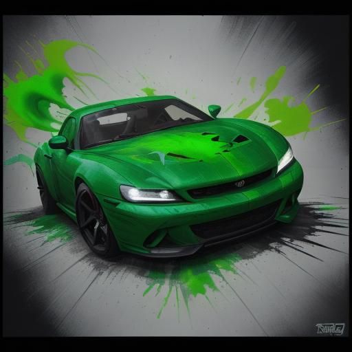 Shego Drives a Green Fire Sports Car