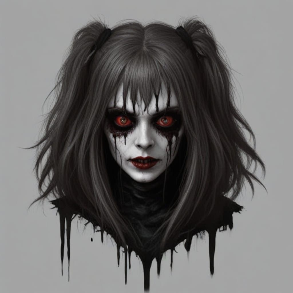 Eerie Portrait of a Young Woman in Horror Style