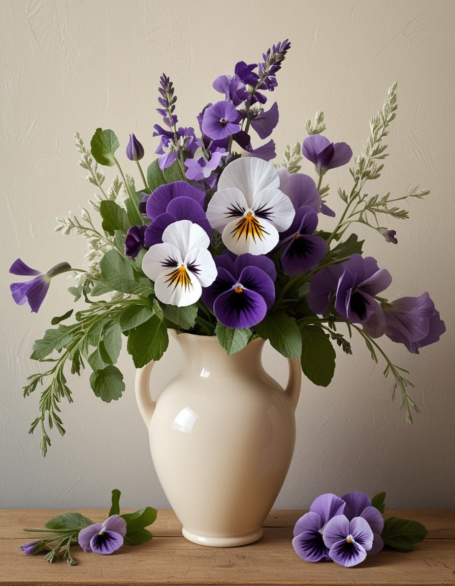 Painterly Still Life Oil Painting of Flowers in Vase