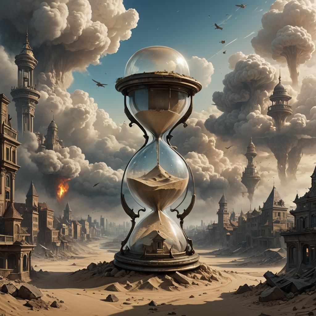Hourglass City: Mushroom Cloud Fantasy Art