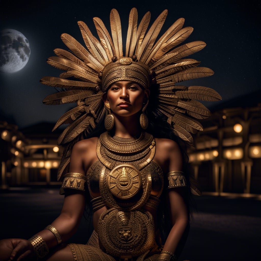 Coyolxauhqui: Aztec Moon Goddess in Hyperrealistic Detail