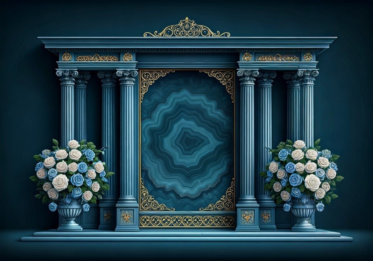 Luxurious Hasidic Title Page in Deep Blue Marble with Golden...