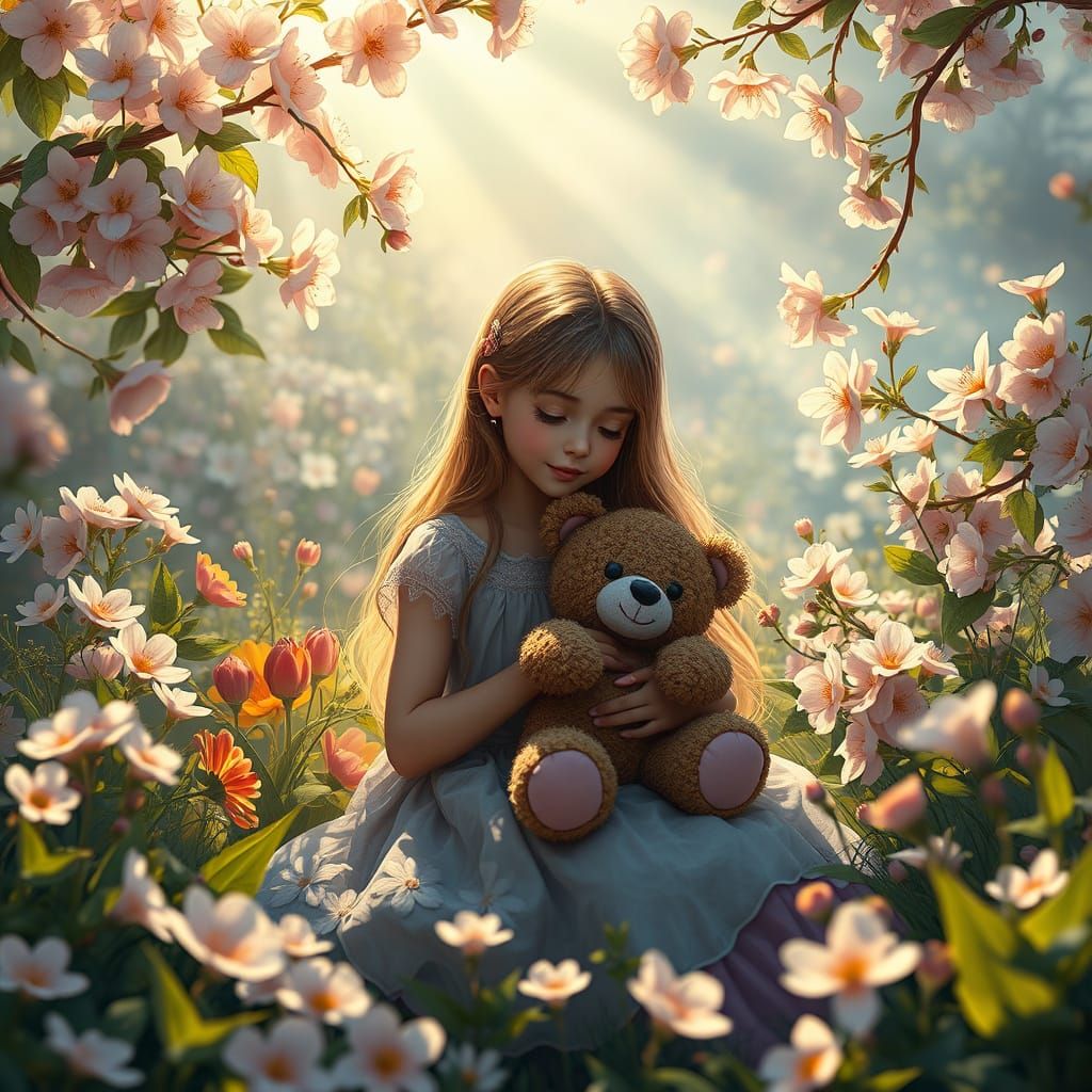 Girl in Enchanted Garden Wonderland