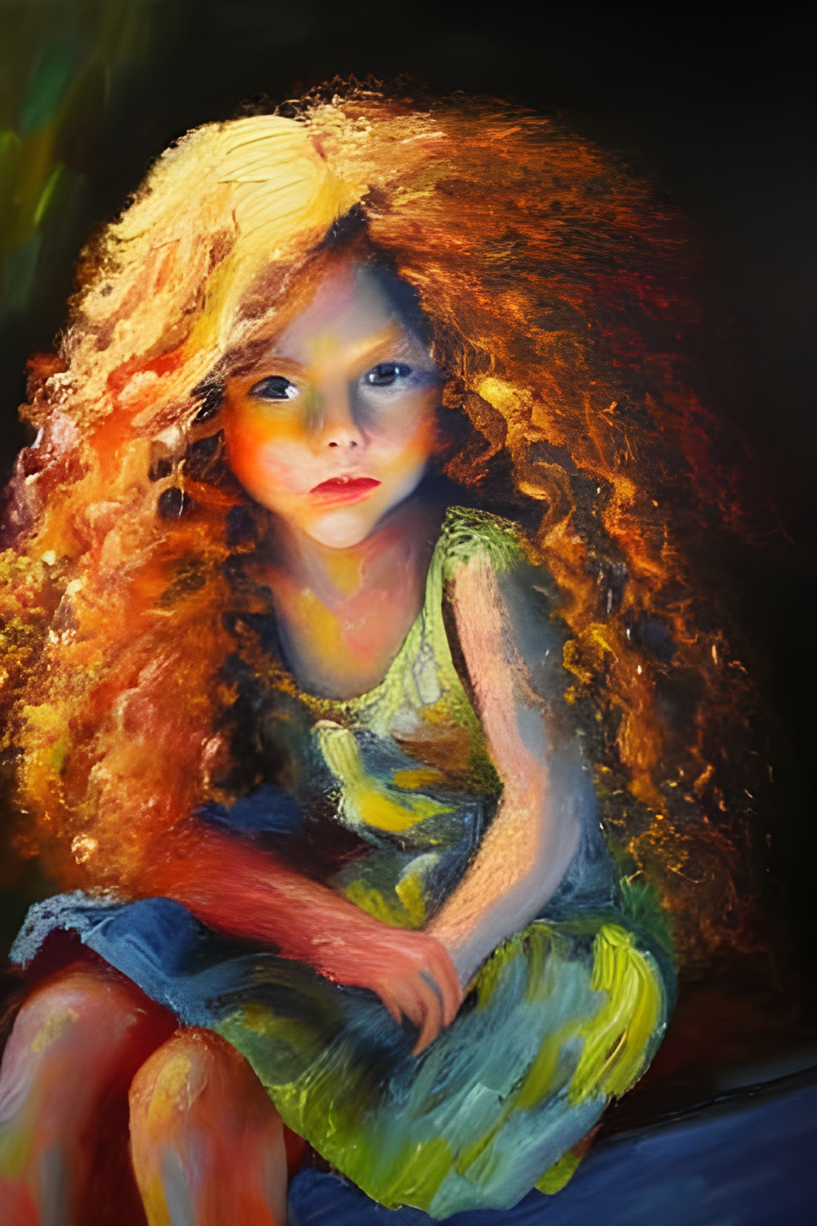 Curly Brown Hair in Neo-Impressionist Oil Painting