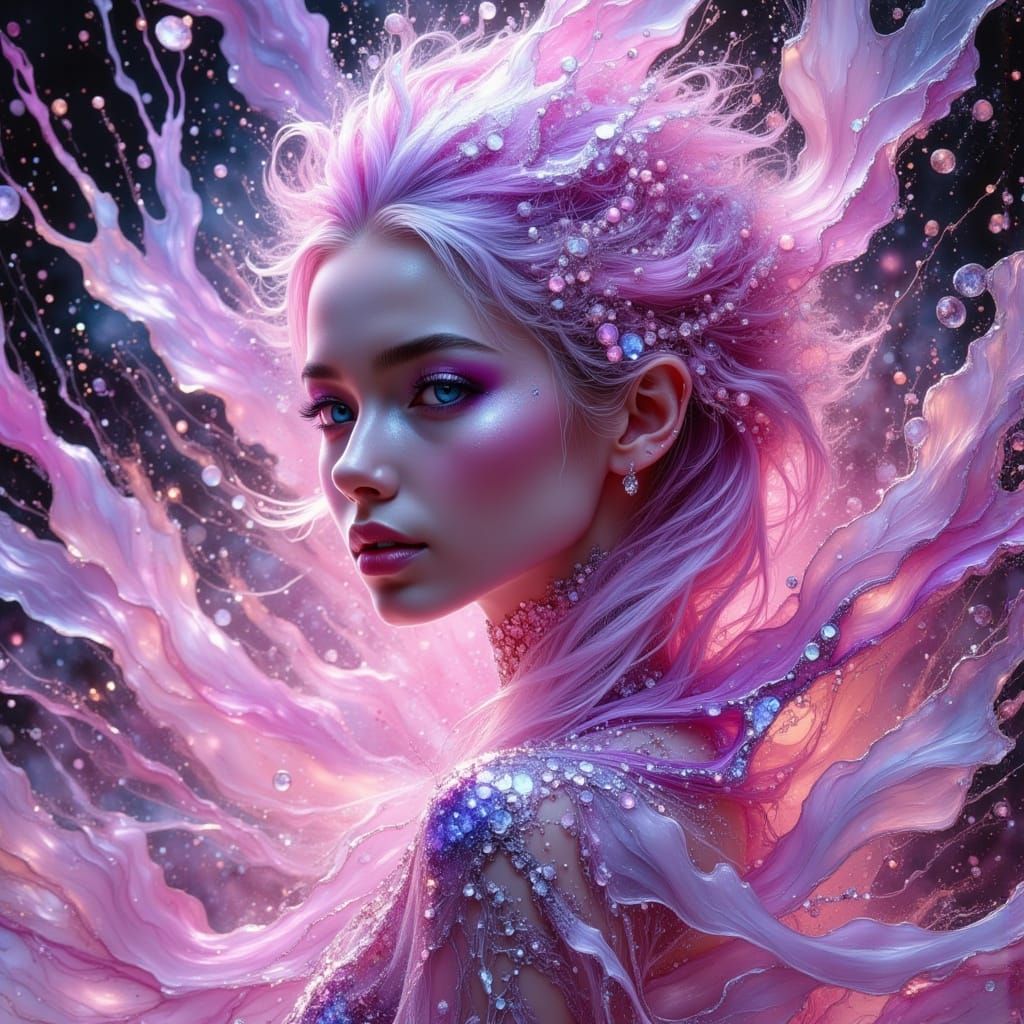 Regal Fantasy Princess in Sparkling Pink Robe