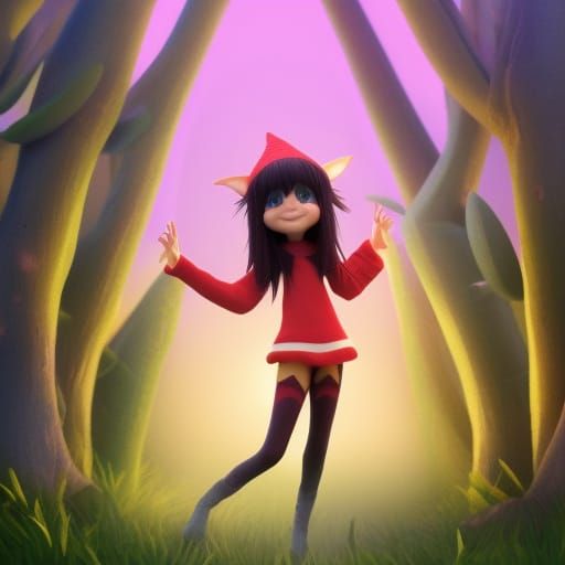 Happy Forest Elves Dancing: 3D Digital Art
