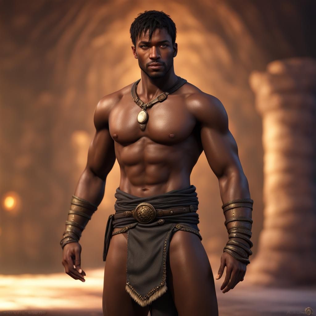 Handsome Man in Loincloth: Detailed 3D Fantasy Art
