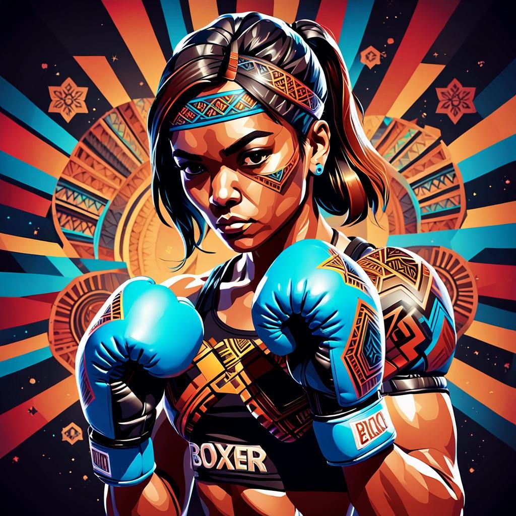 Chicano Art Boxing Gloves: Low-Poly 3D Illustration